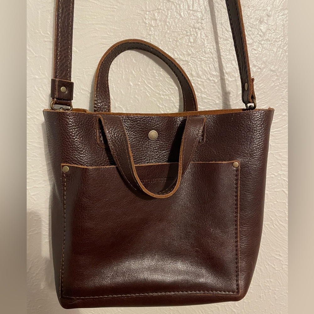 Mini crossbody tote, cold brew color